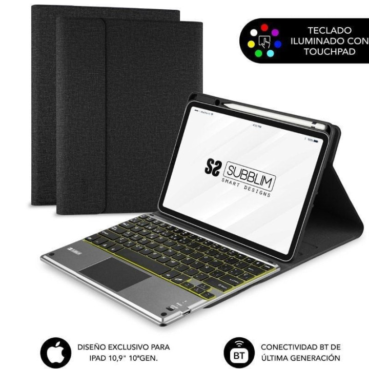 Funda con teclado subblim keytab pro bt para tablet ipad 10.9' 10a gen/ negra