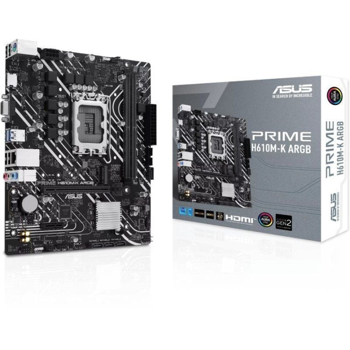 Placa base asus prime h610m-k argb socket 1700/ ddr5/ pcie 4.0/ micro atx
