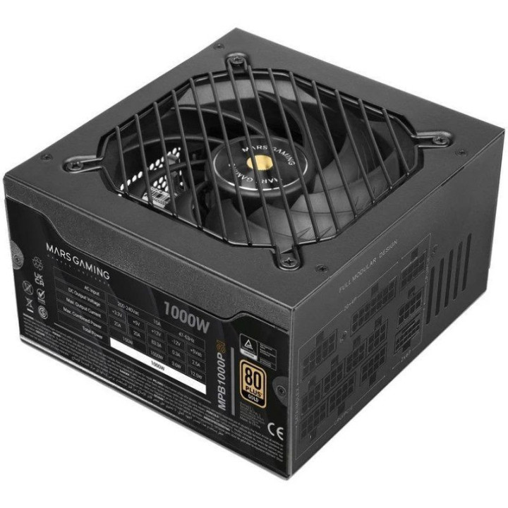 Fuente de alimentación mars gaming mpb1000psi/ 1000w/ ventilador 14cm/ atx 3.1/ pcie 5.1/ 80 plus gold