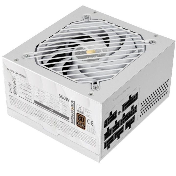 Fuente de alimentación mars gaming mpb650sim/ 650w/ ventilador 12cm/ 80 plus bronze/ blanca