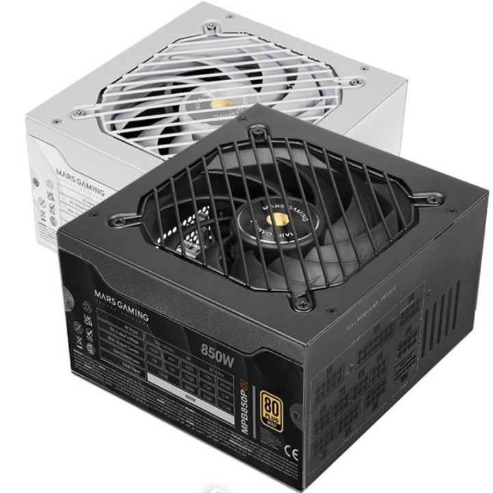 Fuente de alimentación mars gaming mpb850psi/ 850w/ ventilador 14cm/ atx 3.1/ pcie 5.1/ 80 plus gold