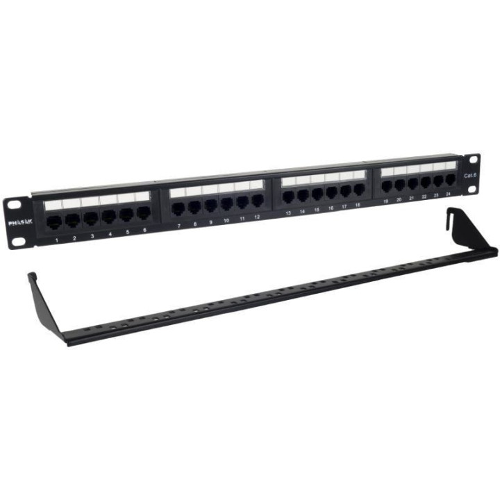 Patch panel phasak pu 2424/ 24 puertos/ cat.6/ altura 1u/ gestión de cables