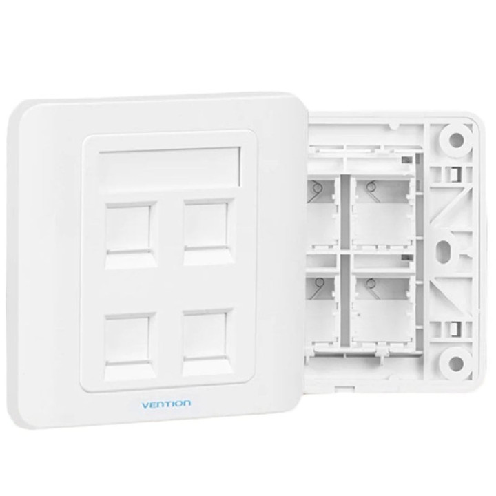 Placa de pared tipo 86 vention iffw0/ 4 puertos rj45
