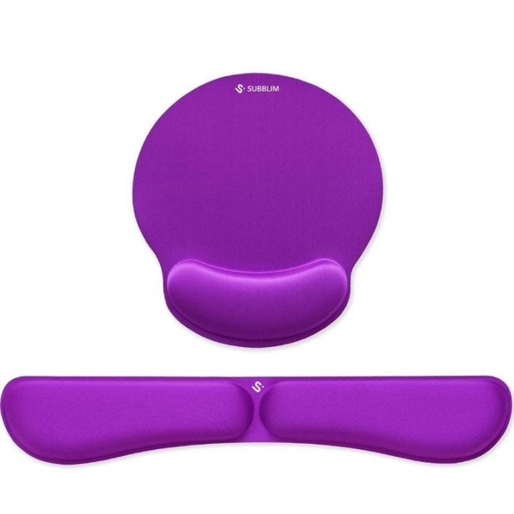Pack de reposamuñecas y alfombrilla ergonómica subblim ergo memoryflex/ púrpura