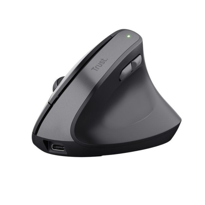 Ratón vertical inalámbrico trust bayo ii/ batería recargable/ hasta 2400 dpi
