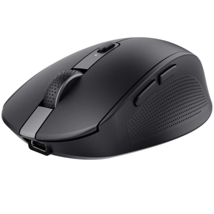 Ratón inalámbrico trust ozaa compact wireless/ batería recargable/ hasta 3200 dpi/ negro
