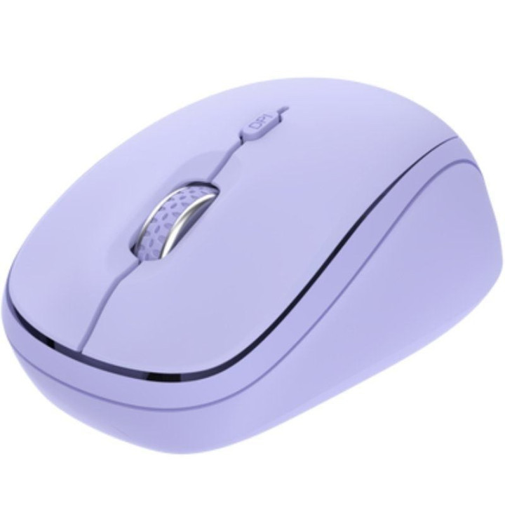Ratón mini inalámbrico trust yvi+ multidispositivo/ hasta 1600 dpi/ púrpura