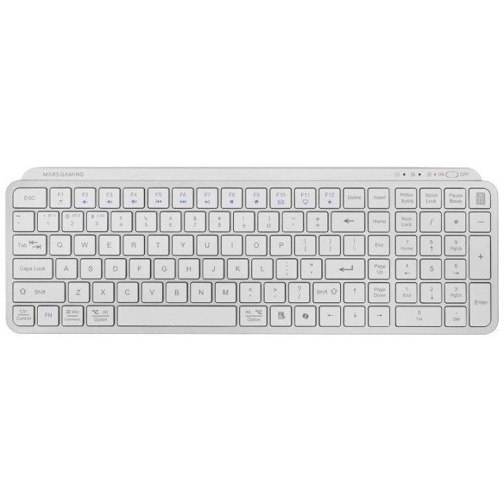 Teclado compacto inalámbrico mars gaming mk-silenkeys/ blanco