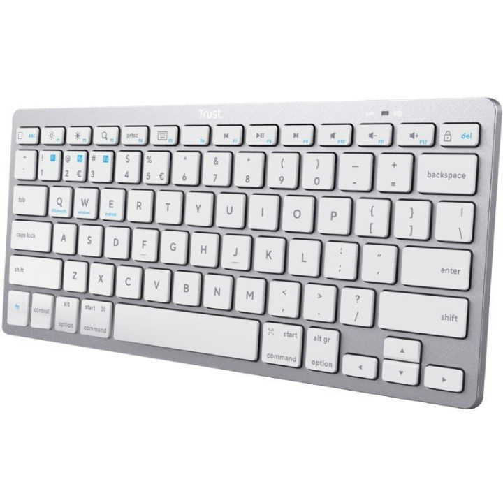 Teclado compacto inalámbrico trust 24654/ plata