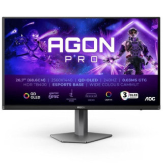 Monitor gaming aoc ag276qzd2 26.5'/ wqhd/ multimedia/ 0.03ms/ 240hz/ qd-oled/ regulable en altura/ negro