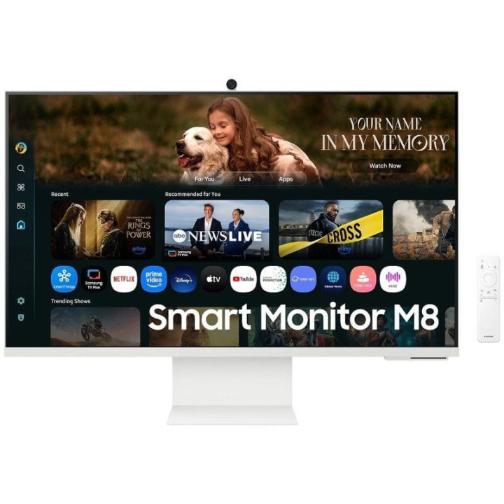 Smart monitor samsung m8 m80f s32fm801uu 32'/ 4k/ multimedia/ regulable en altura/ smart tv/ webcam/ blanco