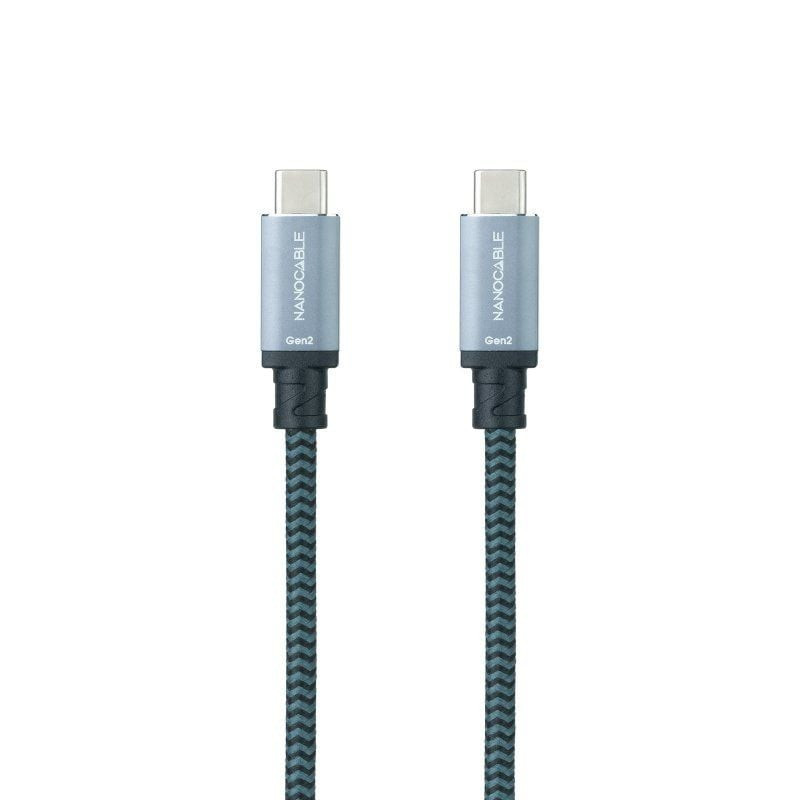 Cable usb 3.1 tipo-c nanocable 10.01.4101-l150-comb/ usb tipo-c macho - usb tipo-c macho/ hasta 100w/ 20gbps/ 1.5m/ gris y negro