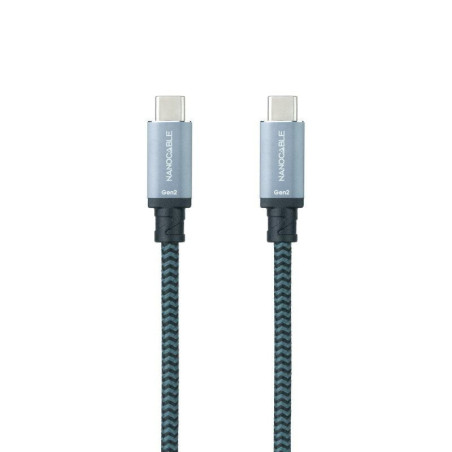 Cable usb 3.1 tipo-c nanocable 10.01.4101-l150-comb/ usb tipo-c macho - usb tipo-c macho/ hasta 100w/ 20gbps/ 1.5m/ gris y negro