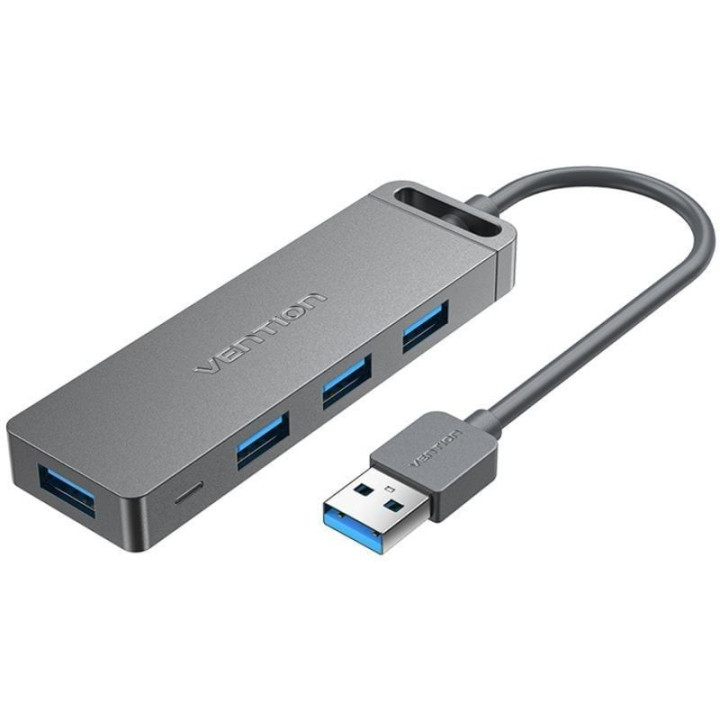 Hub usb 3.0 vention chlhb/ 4xusb/ 1xmicrousb pd/ gris
