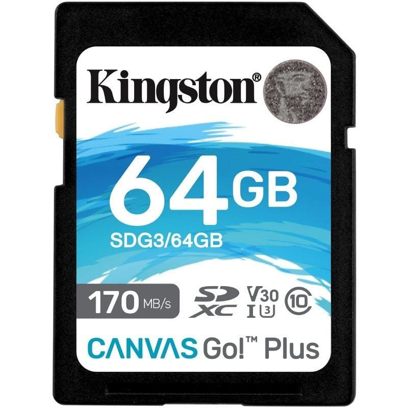 Tarjeta de memoria kingston canvas canvas go! plus 64gb sd xc/ clase 10/ 170mbs