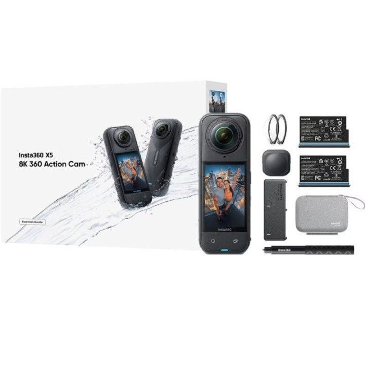 Cámara digital deportiva insta360 x5 essecial kit/ 8k/ ángulo de visión 360º/ negra
