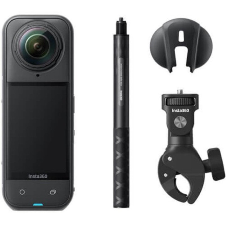 Cámara digital deportiva insta360 x5 vista múltiple motero kit/ 8k/ ángulo de visión 360º/ negra