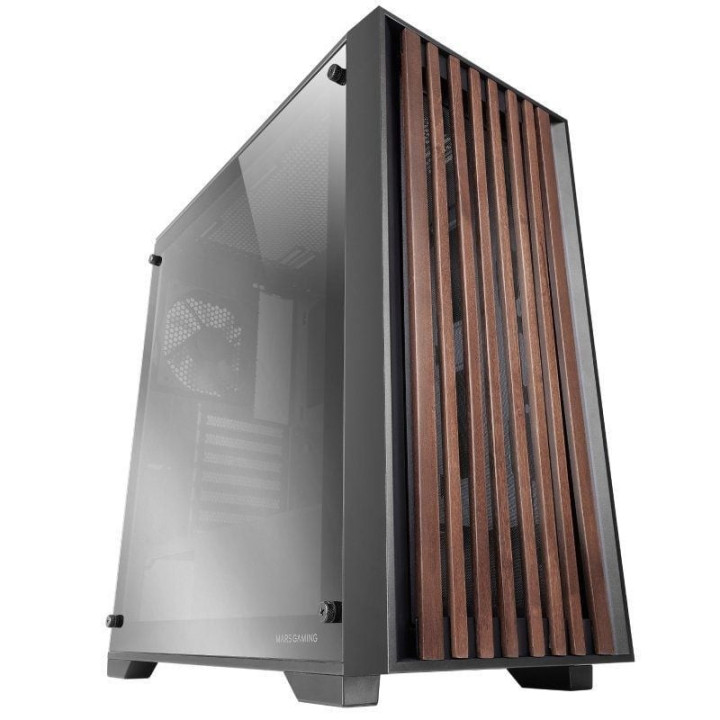 Caja gaming semitorre mars gaming mc-wood/ cristal cromado