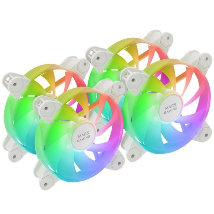 Pack 3 ventiladores mars gaming mf-4a/ 12cm/ argb/ blanco