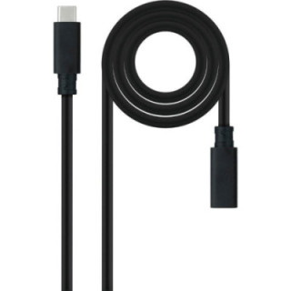 Cable alargador usb tipo-c 3.2 nanocable 10.01.4501/ usb tipo-c macho - usb tipo-c hembra/ 1m/ negro