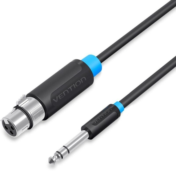 Cable estéreo vention bbebh/ jack 6.5 macho - xlr hembra/ 2m/ negro