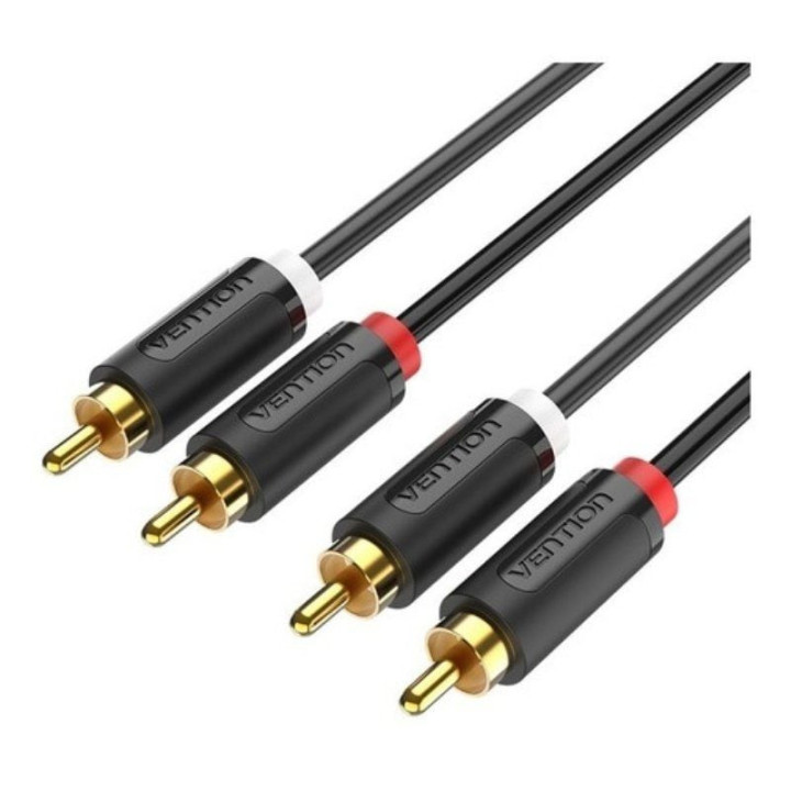 Cable estéreo vention bcmbg/ 2x rca macho - 2x rca macho/ 1.5m/ negro