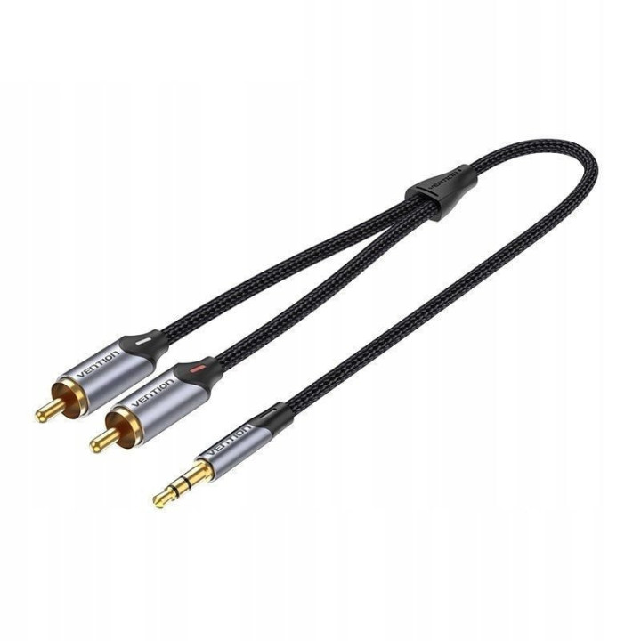 Cable estéreo vention bcnbj/ jack 3.5 macho - 2x rca macho/ 5m/ gris