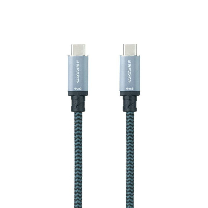 Cable usb 3.1 tipo-c nanocable 10.01.4101-comb/ usb tipo-c macho - usb tipo-c macho/ hasta 100w/ 10gbps/ 1m/ gris y negro
