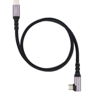 Cable usb 3.2 tipo-c acodado nanocable 10.01.4701/ usb tipo-c macho - usb tipo-c macho/ hasta 100w/ 10gbps/ 1m/ negro