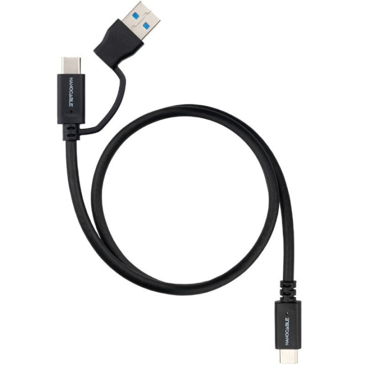 Cable usb 3.2 tipo-c nanocable 10.01.4801/ usb tipo-c macho/ usb macho - usb tipo-c macho/ hasta 60w/ 10gbps/ 1m/ negro