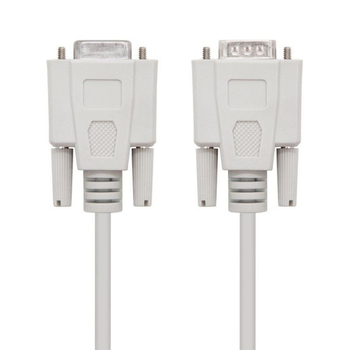 Cable serie null modem nanocable 10.14.0502/ db9 macho - db9 hembra/ 1.8m/ beige