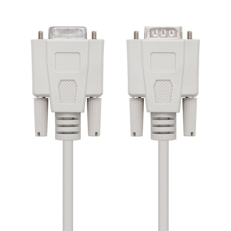 Cable serie rs232 nanocable 10.14.0203/ db9 macho - db9 hembra/ 3m/ beige