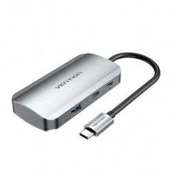 Hub usb tipo-c vention tndhb/ 3xusb/ 1xusb tipo-c/ 1xusb tipo-c pd