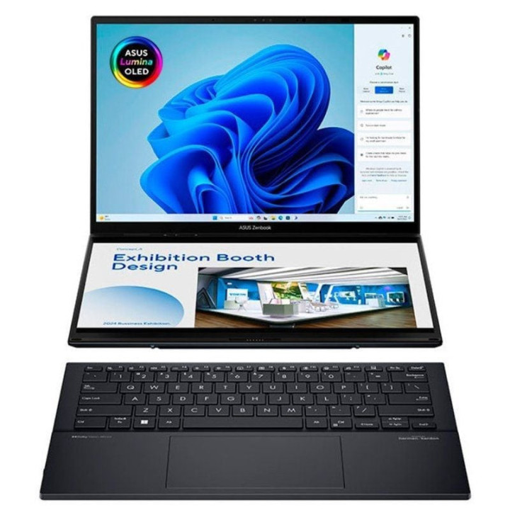 Portátil convertible asus zenbook duo oled ux8406ca-pz152w intel core ultra 9-285h/ 32gb/ 1tb ssd/ 14'+14' táctil/ win11